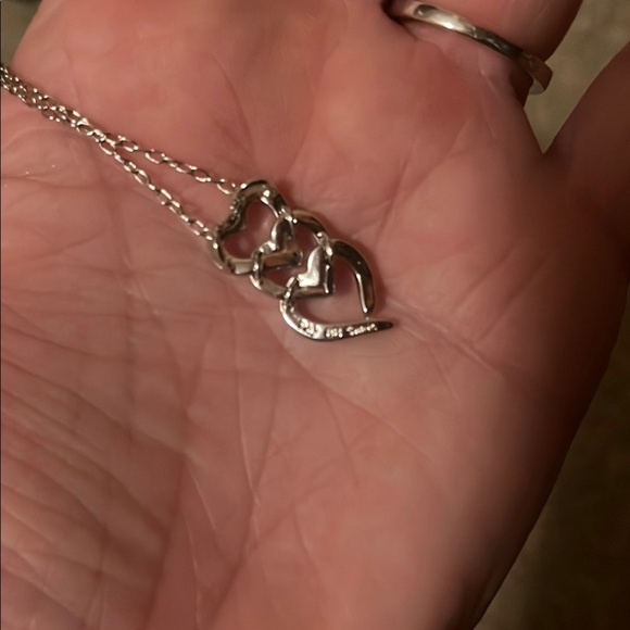 PAJ BB Stamped Elegant Silver with Rose Gold Center Heart Pendant Necklace 18 in - Picture 3 of 4